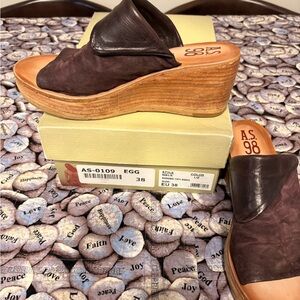 A.S.98 burgundy Leather Wedge Shoes